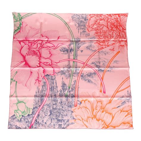 hermes a l ombre des pivoines scarf|HERMES Silk A l'Ombre des Pivoines Scarf 90 .